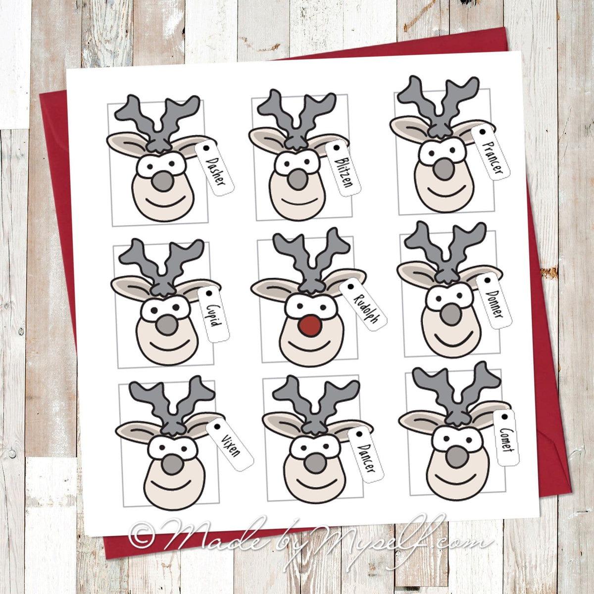 Reindeer Faces Christmas Card