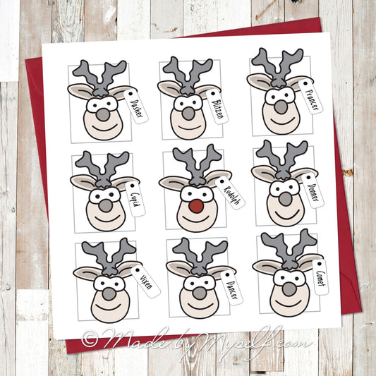 Reindeer Faces Christmas Card