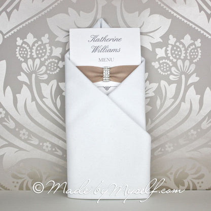 Ribbon Diamante 3 Row Menu Place Card