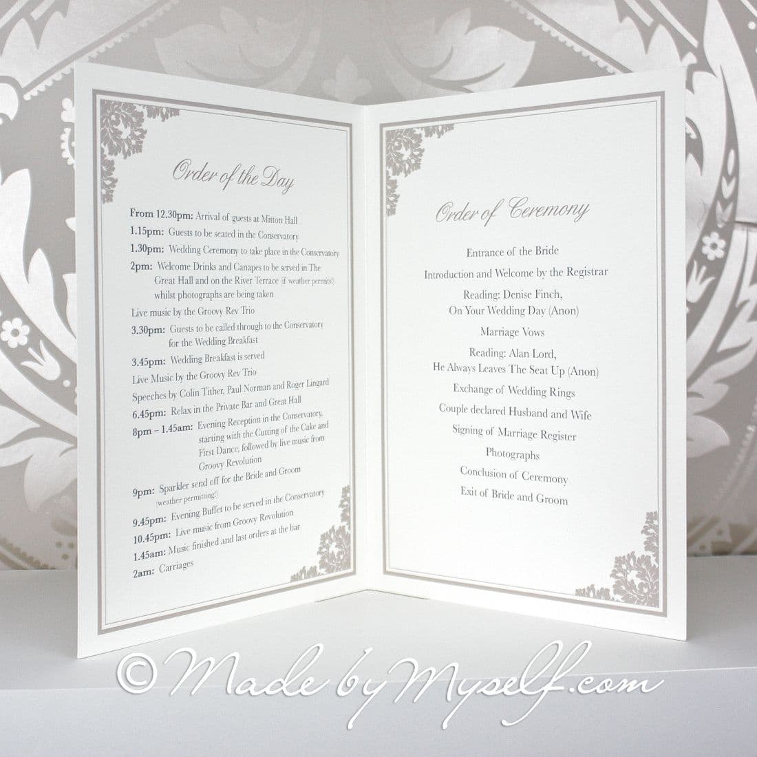 Damask Order Of Service