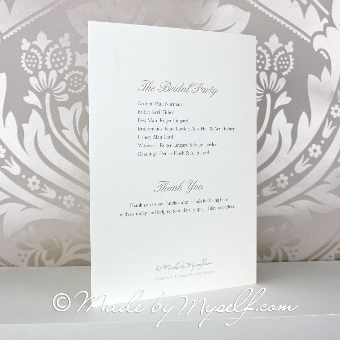 Damask Order Of Service