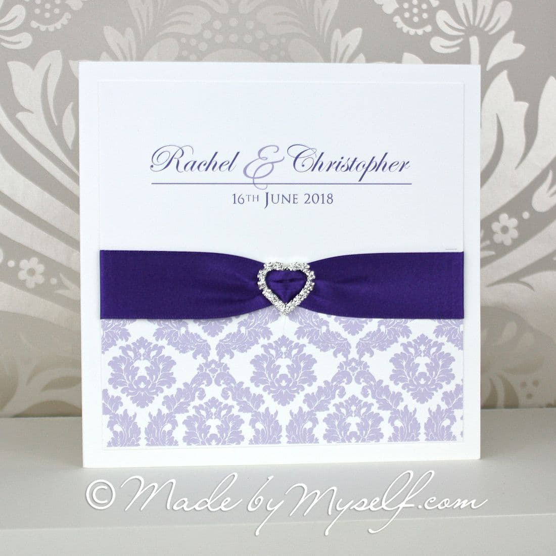 Damask Card Style Wedding Invitation