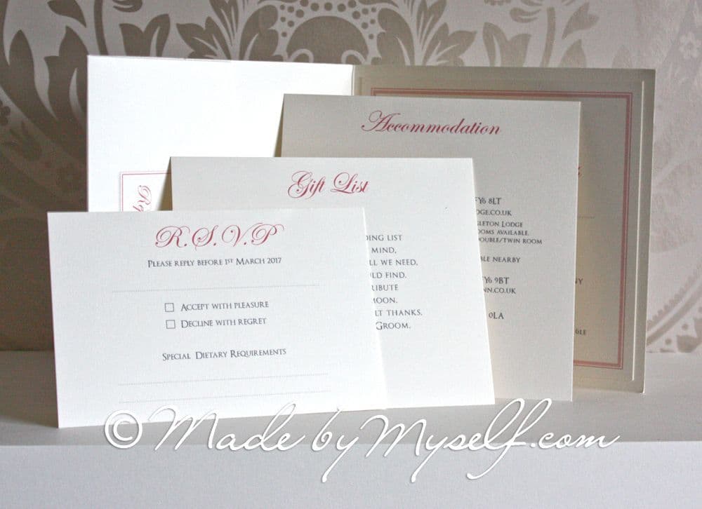 Freya Pocketfold Wedding Invitation - Includes RSVP & Guest Information