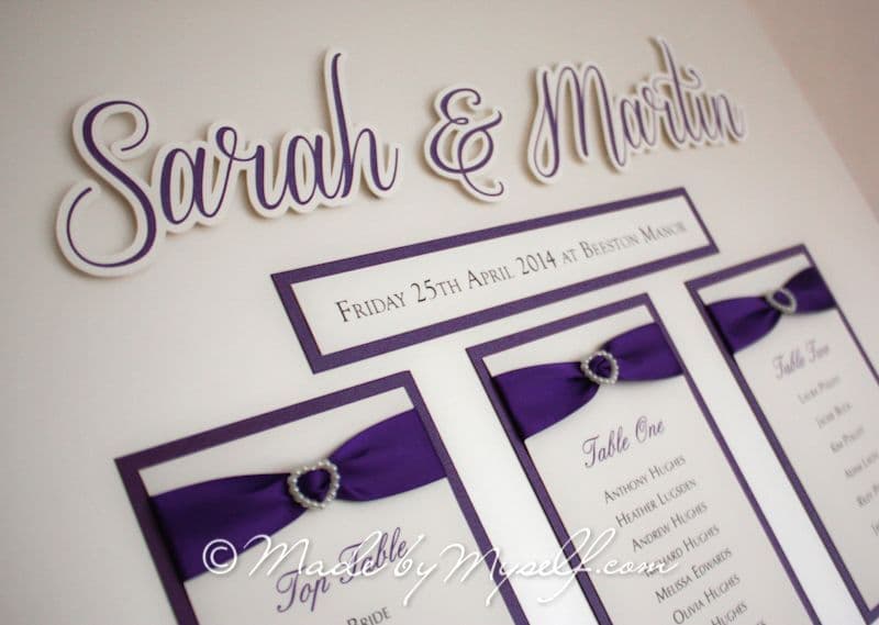 Amore Seating/Table Plan with 3D Bride & Groom Names