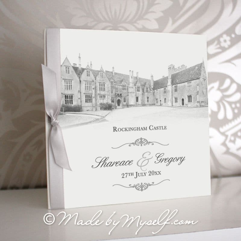 Rockingham Castle, Northamptonshire Pocketfold Wedding Invitation - Includes RSVP & Guest Information