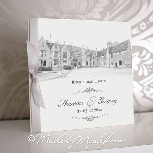 Rockingham Castle, Northamptonshire Pocketfold Wedding Invitation - Includes RSVP & Guest Information