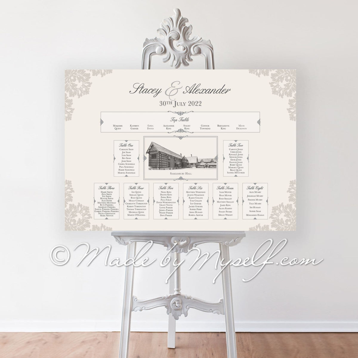 Samlesbury Hall, Lancashire Seating/Table Plan