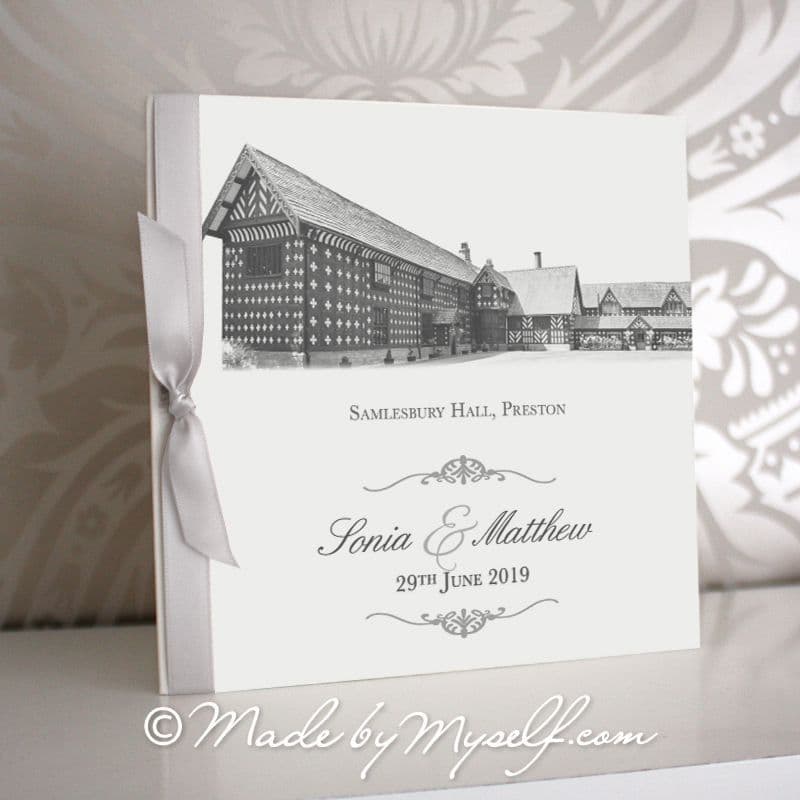 Samlesbury Hall, Lancashire Pocketfold Wedding Invitation - Includes RSVP & Guest Information