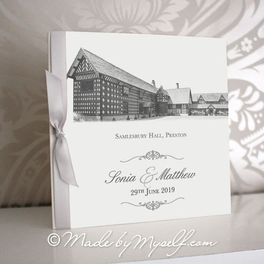 Samlesbury Hall, Lancashire Pocketfold Wedding Invitation - Includes RSVP & Guest Information