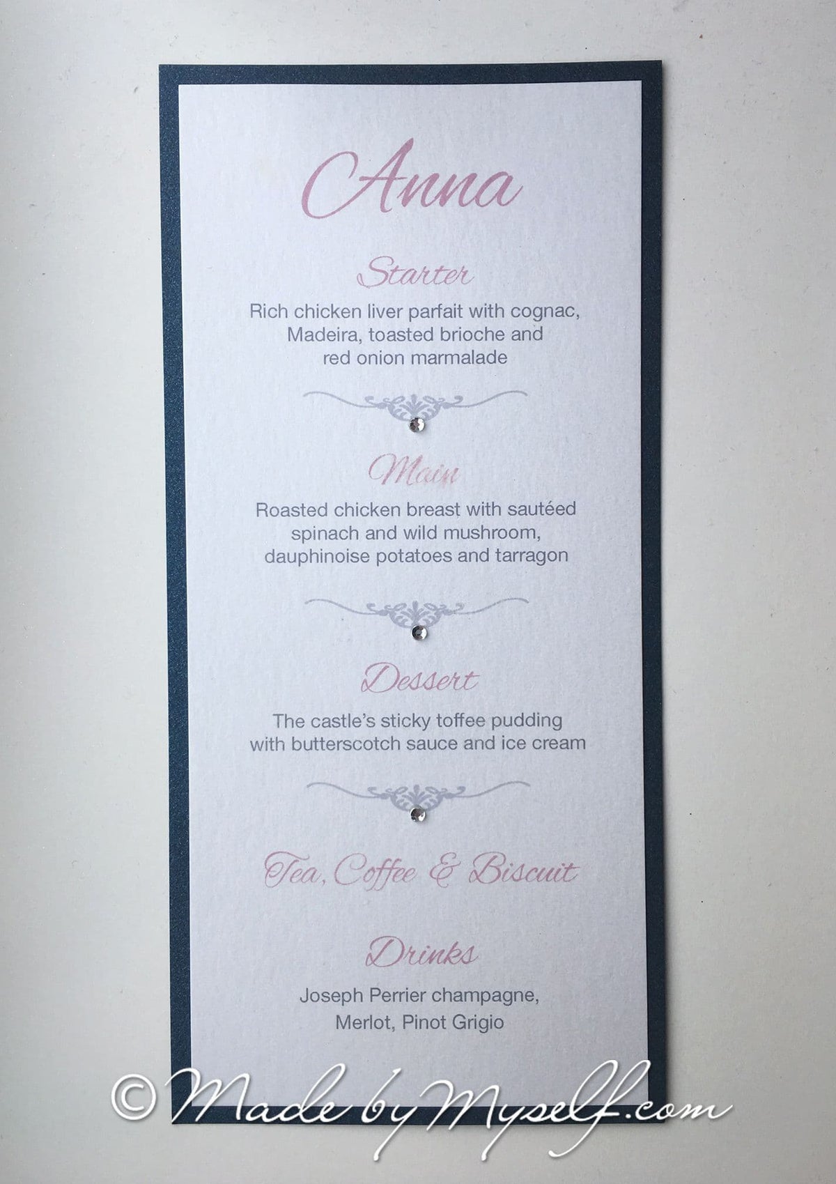 Slim Menu Place Card