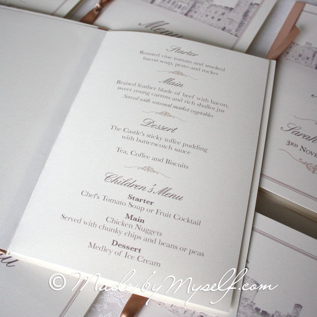 Bespoke Venue Menu with Ribbon