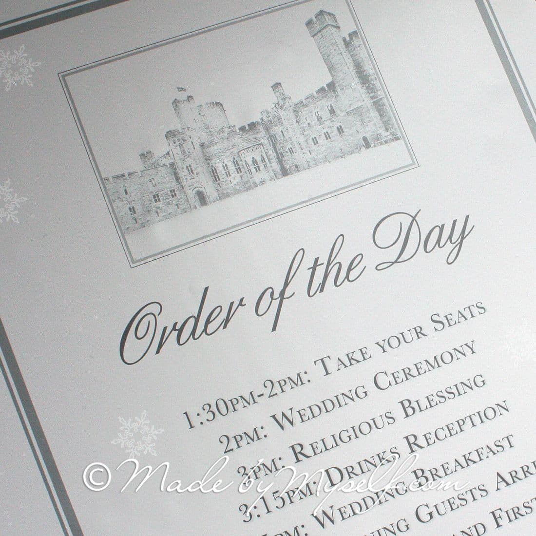 Bespoke Venue Order Of The Day Sign