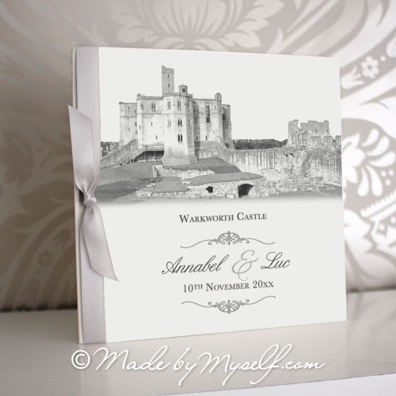 Warkworth Castle Pocketfold Wedding Invitation - Includes RSVP & Guest Information