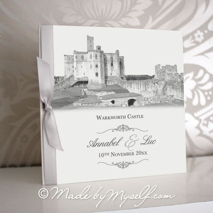 Warkworth Castle Pocketfold Wedding Invitation - Includes RSVP & Guest Information