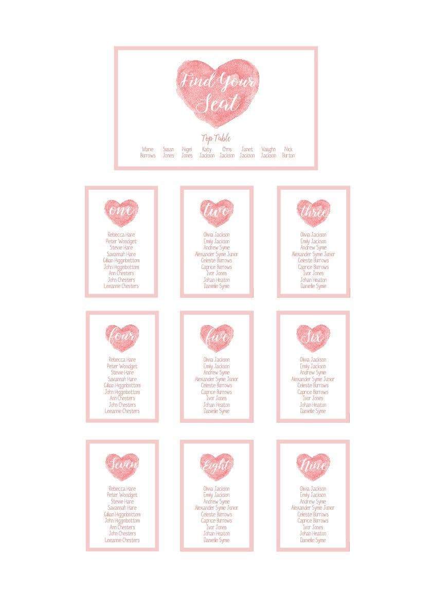 Emily Hearts Seating/Table Plan
