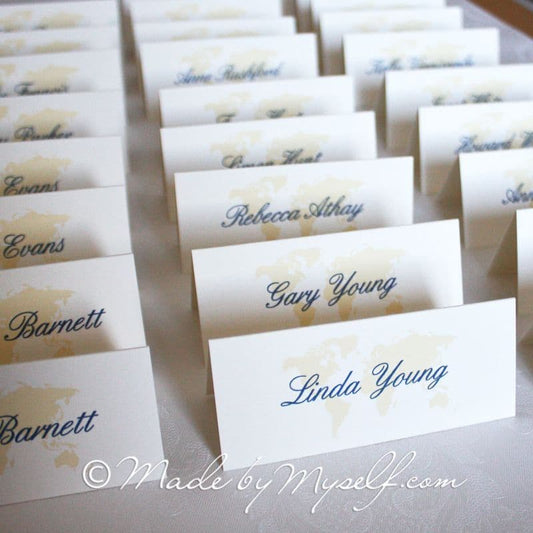Travel World Map Place Cards