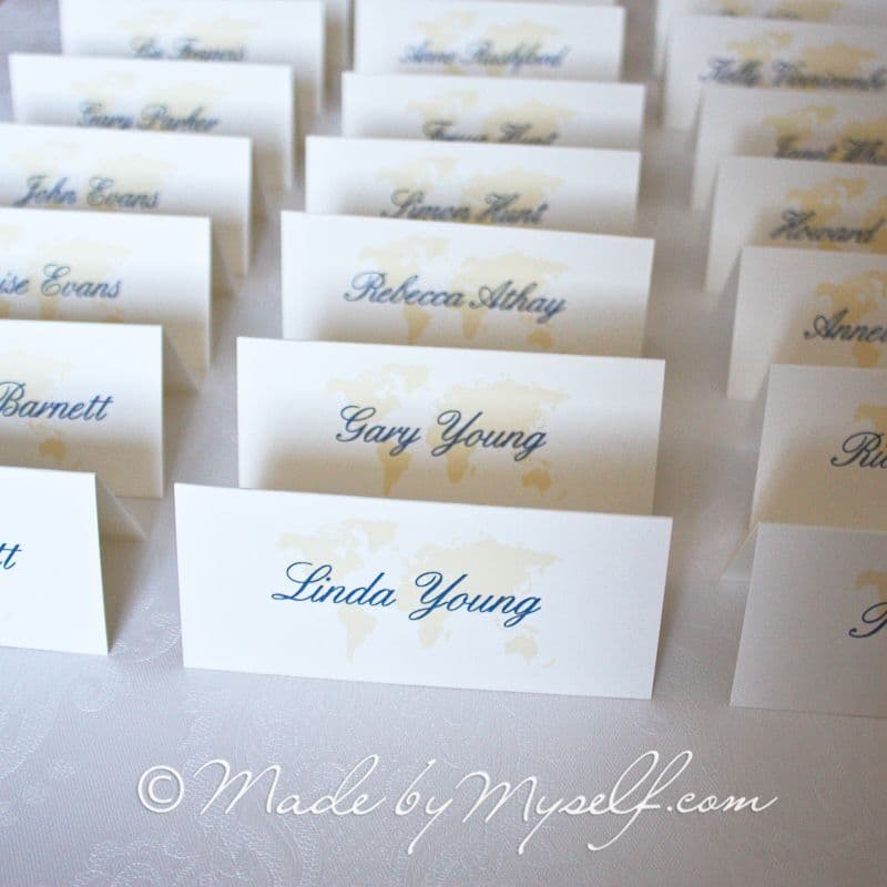 Travel World Map Place Cards