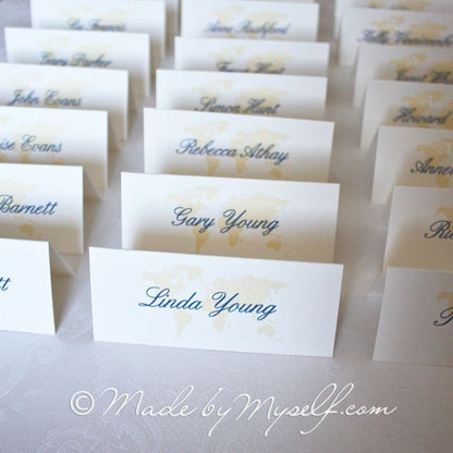 Travel World Map Place Cards