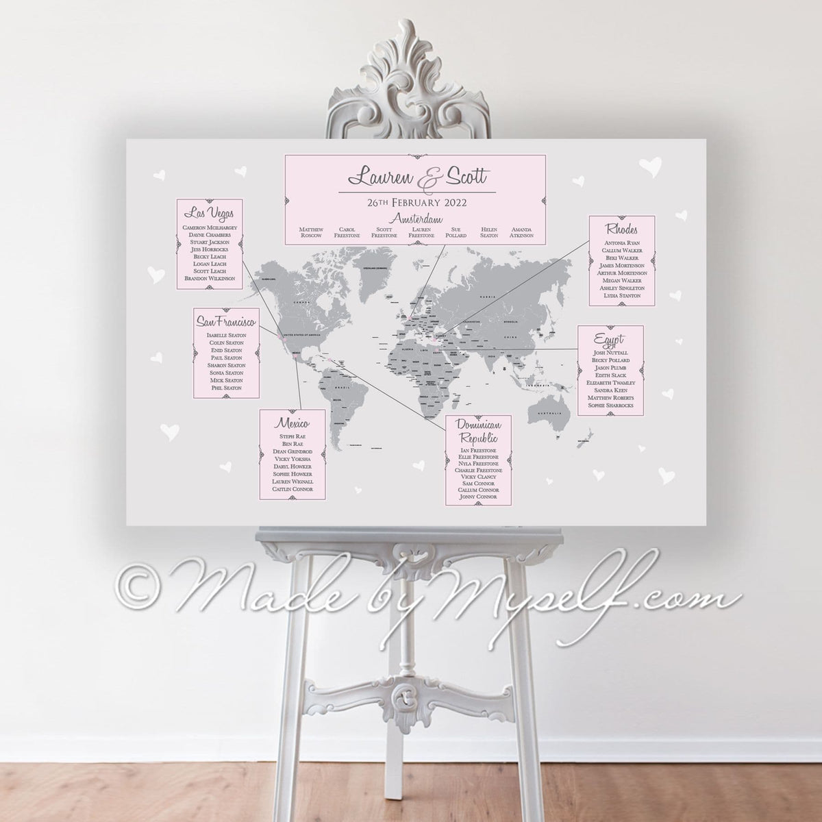 Travel World Map Seating/Table Plan