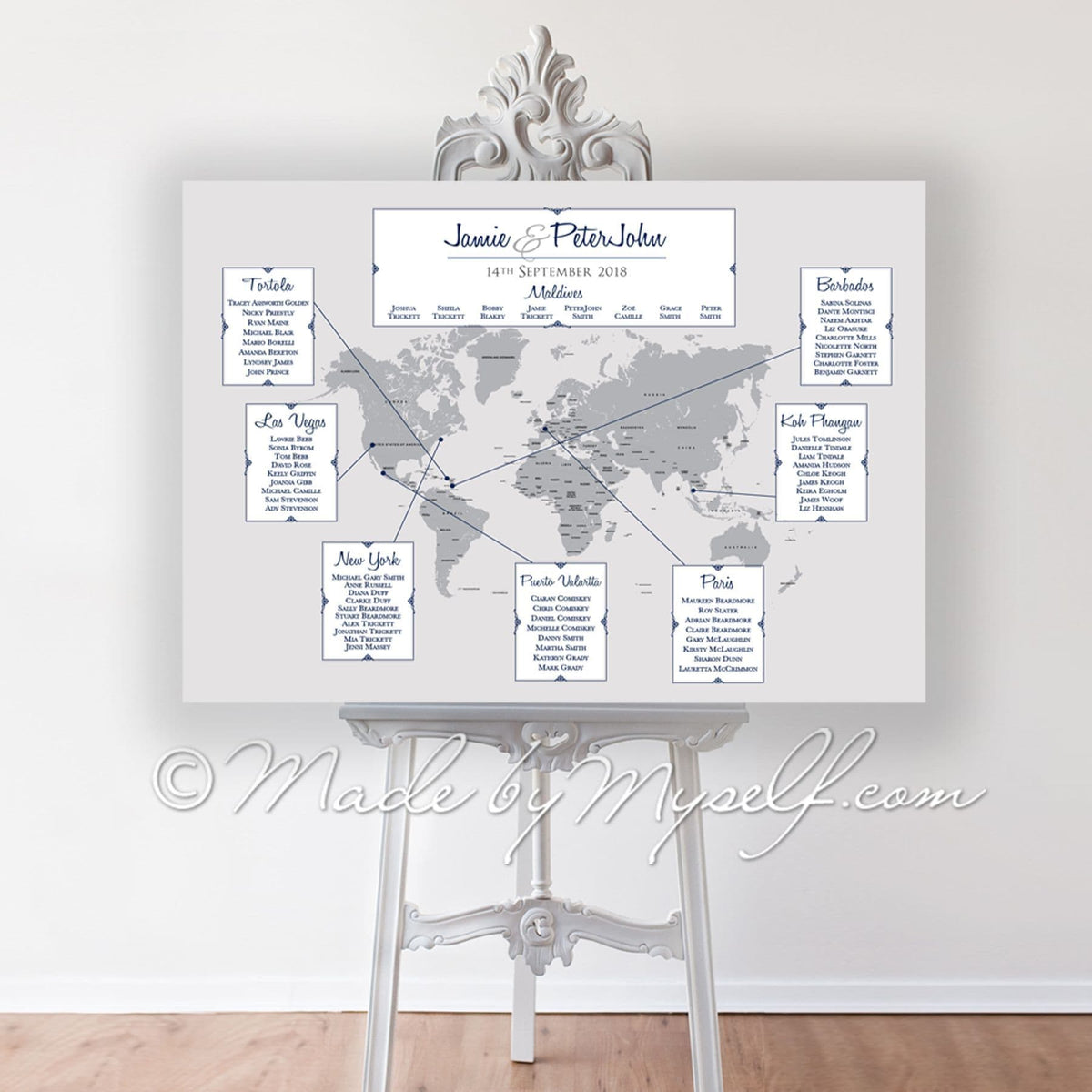 Travel World Map Seating/Table Plan