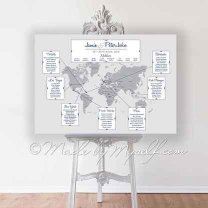 Travel World Map Seating/Table Plan