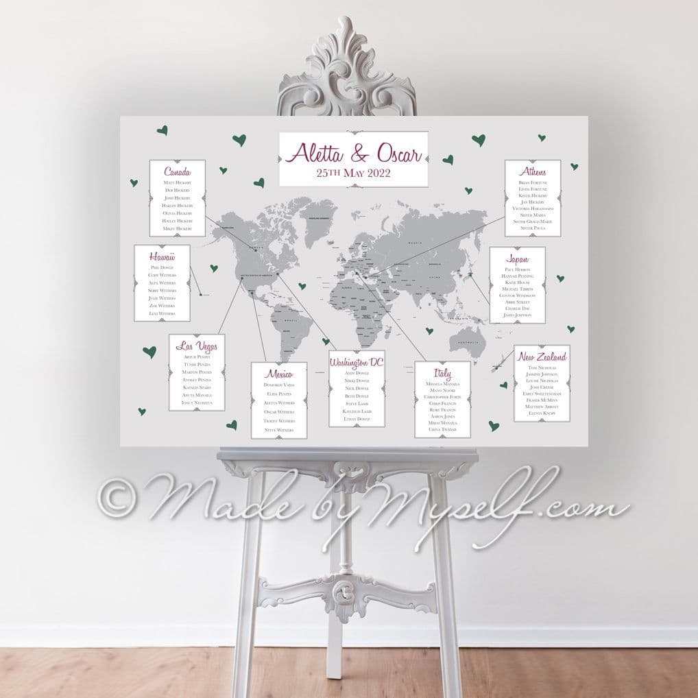 Travel World Map Seating/Table Plan
