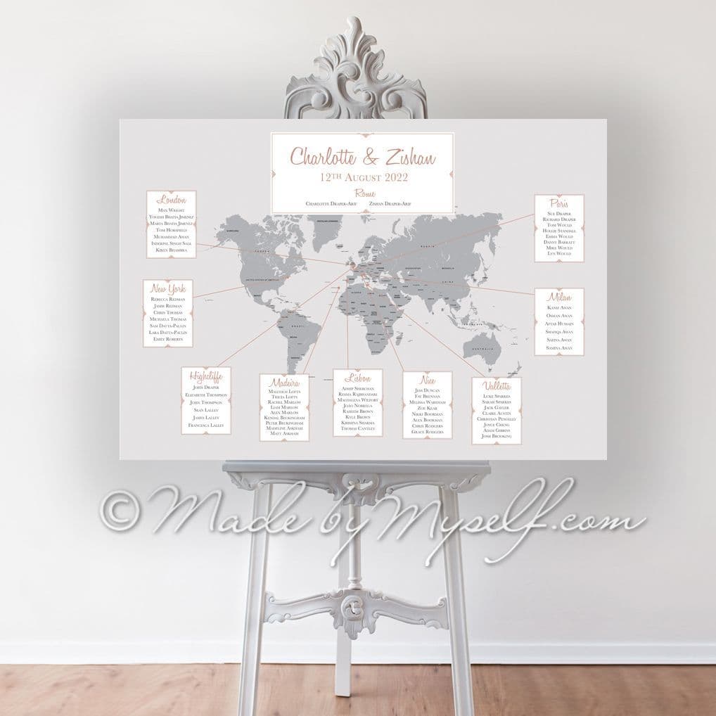 Travel World Map Seating/Table Plan