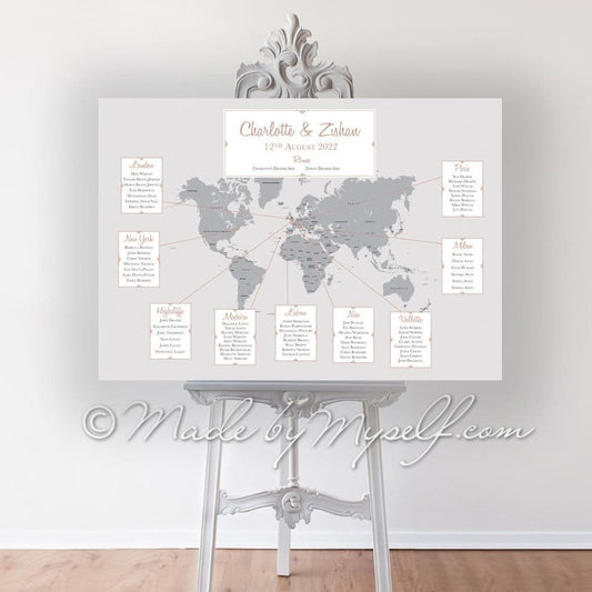Travel World Map Seating/Table Plan